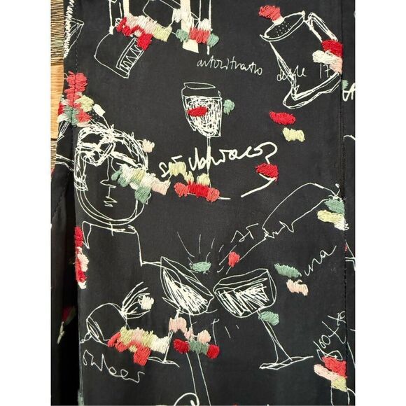 Miao Ran Printed & Embroidered Dress in Black fit XS/S - Picture 13 of 14